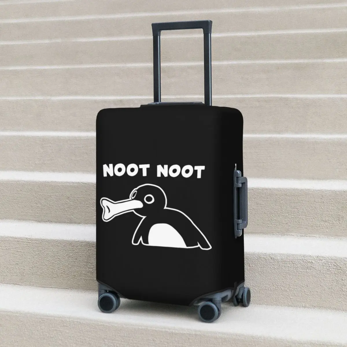 

Noot Noot Pingu Meme Funny Cartoon Animal Suitcase Cover Vacation Fun Luggage Case Cruise Trip Protection