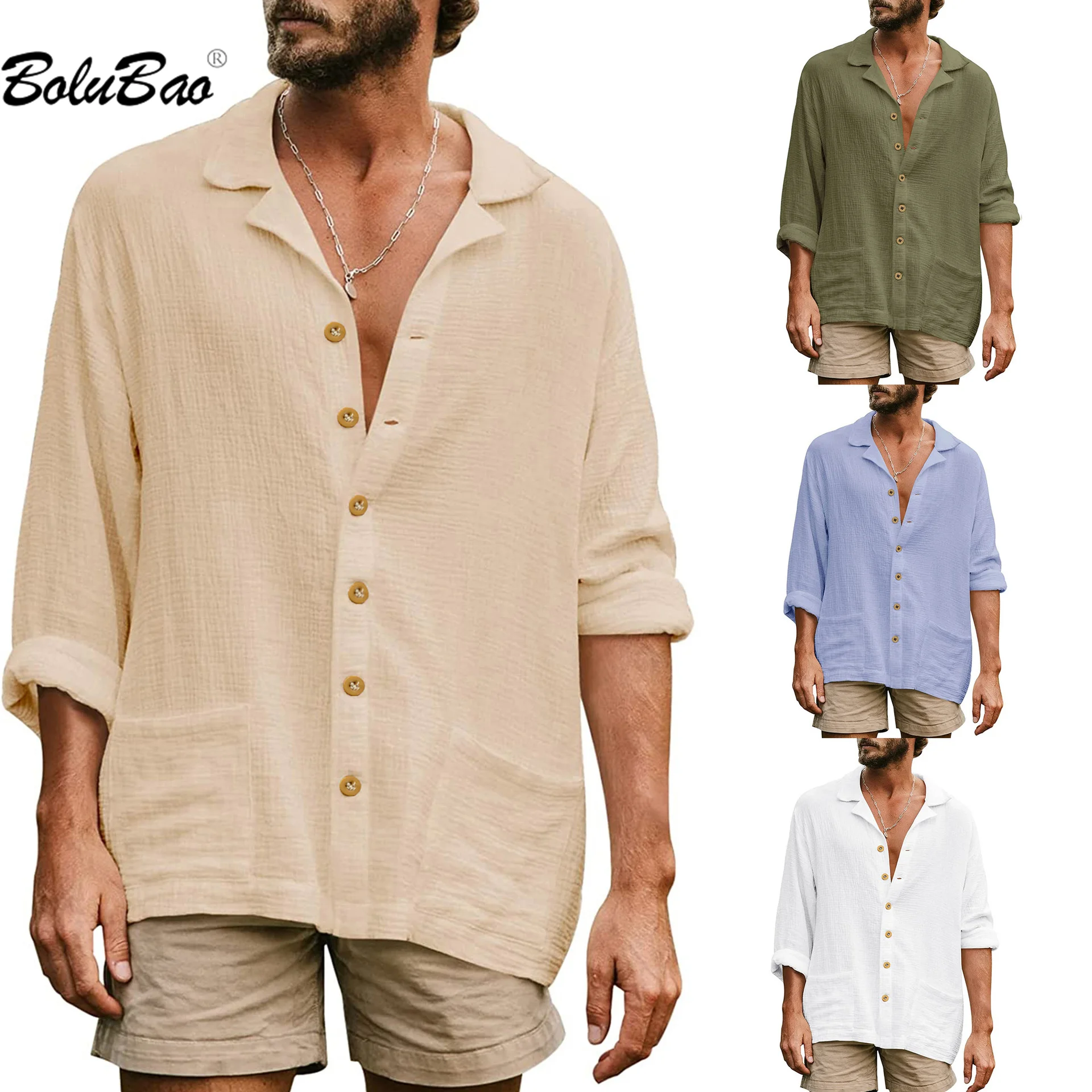 

BOLUBAO 2023 Outdoor Casual Shirt Men's Solid Color Breathable Slim Top High-Quality Design Hot Selling Shirt Men's