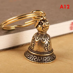 Vintage Brass Zodiac Animal Keychain Pendant - Feng Shui Gift (VIOLET/紫罗兰)