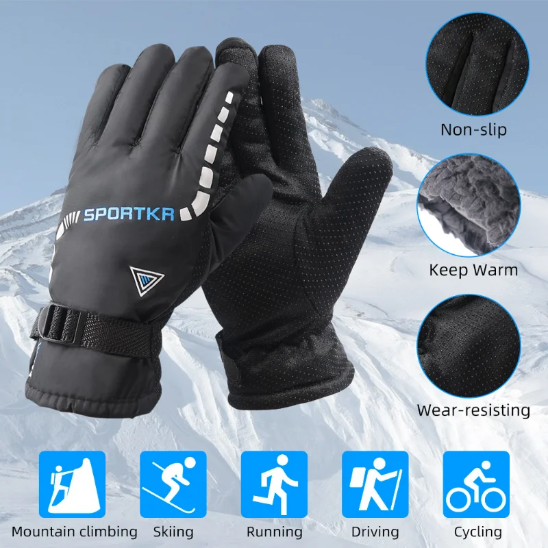 Winter Cycling Gloves Men Outdoor Waterproof Skiing Riding Hiking Motorcycle Warm Mitten Gloves Unisex Thermal Sport Gloves 2