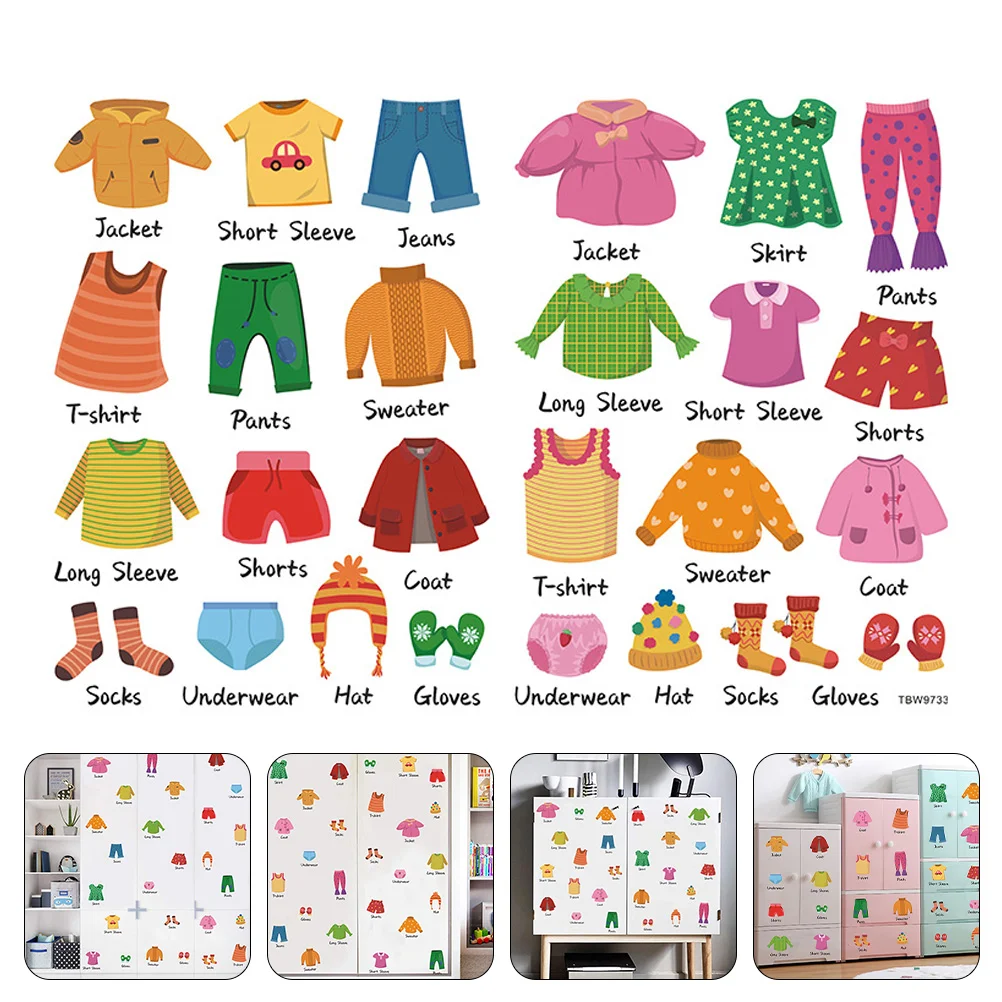 

Girl Clothes Clothing Classification Stickers Household Sort Storage Label Removable Kids Dresser Decals Labels Child