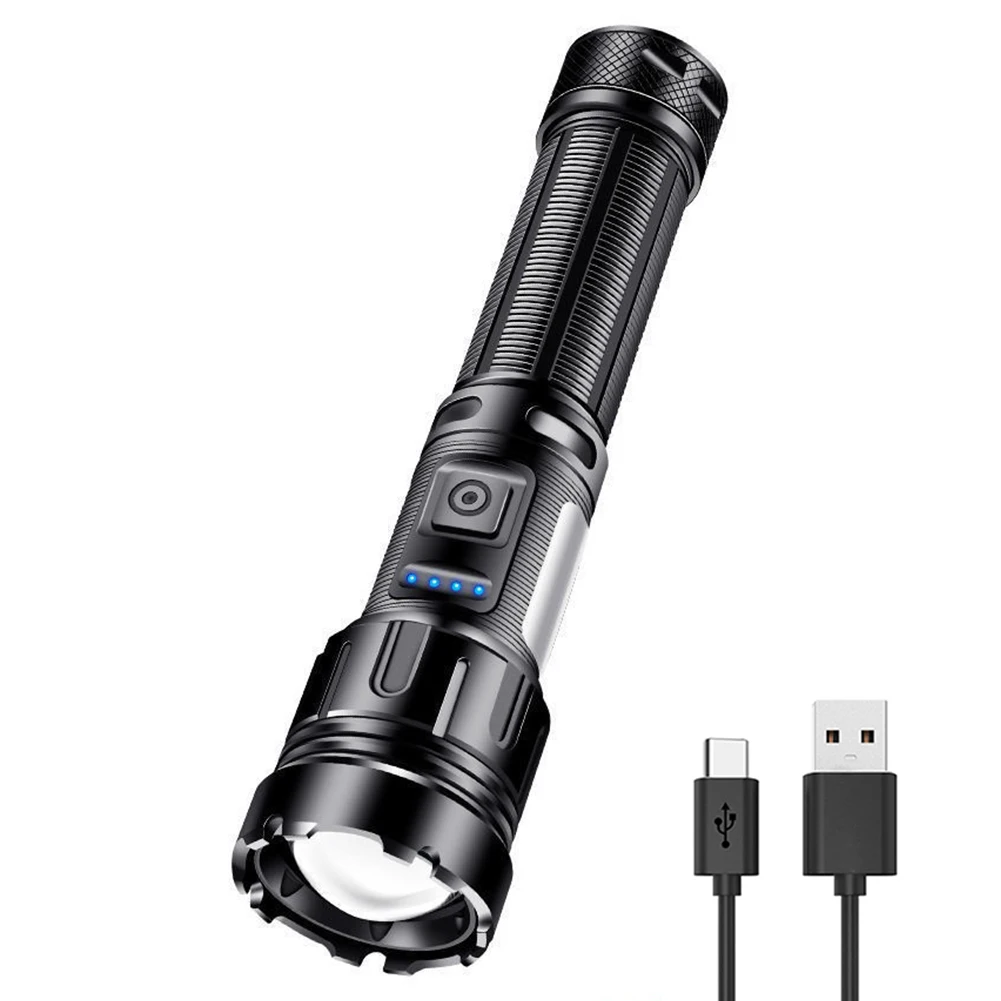 C타입 USB 충전식 휴대용 XHP50 손전등, 800LM COB LED 야외 랜턴, IPX4 방수 캠핑 낚시 조명