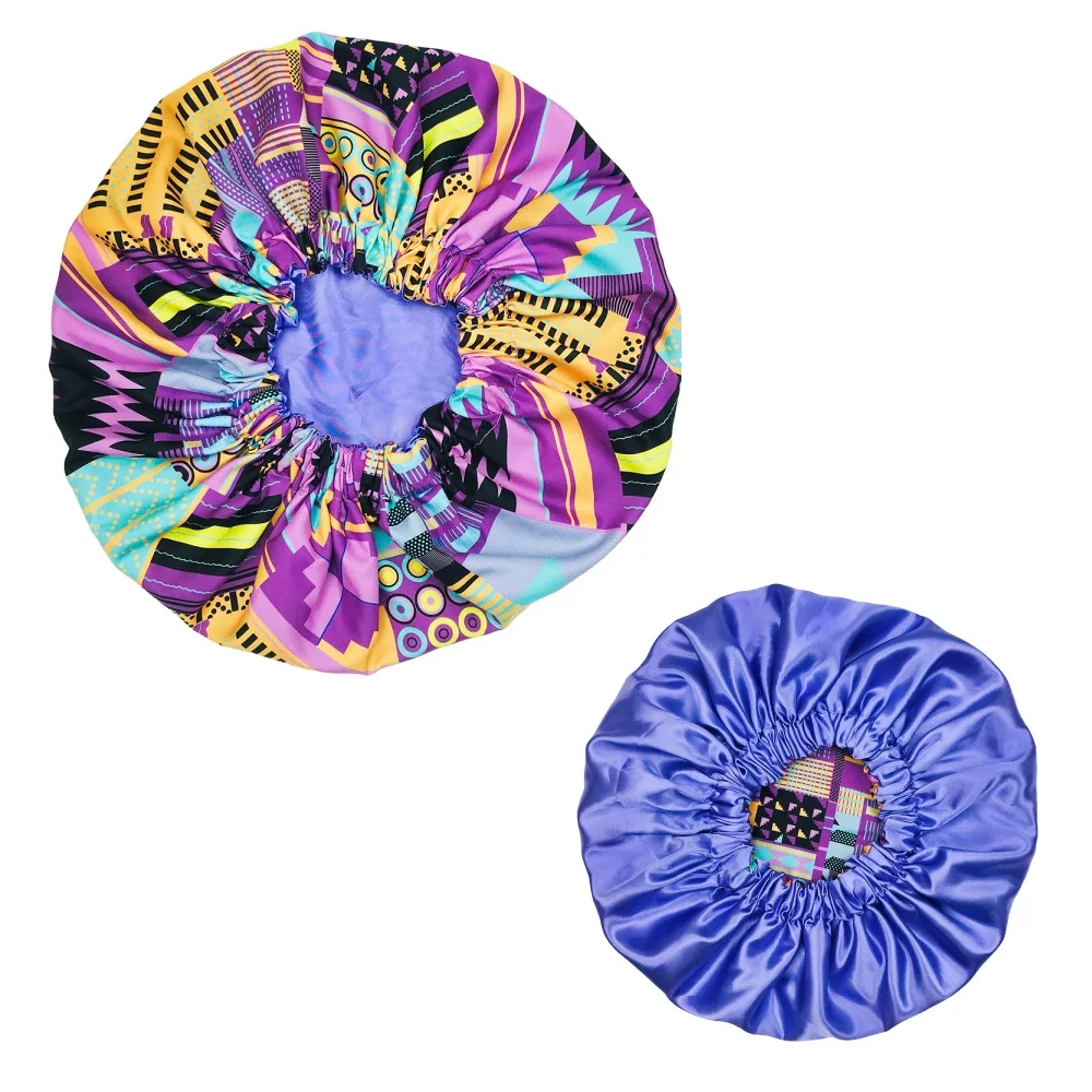 New Extra Large Satin Lined Bonnet Women Big Size Beauty Print Satin Silk Bonnet Sleep Night Cap Head Cover Bonnet Hat Wholesale