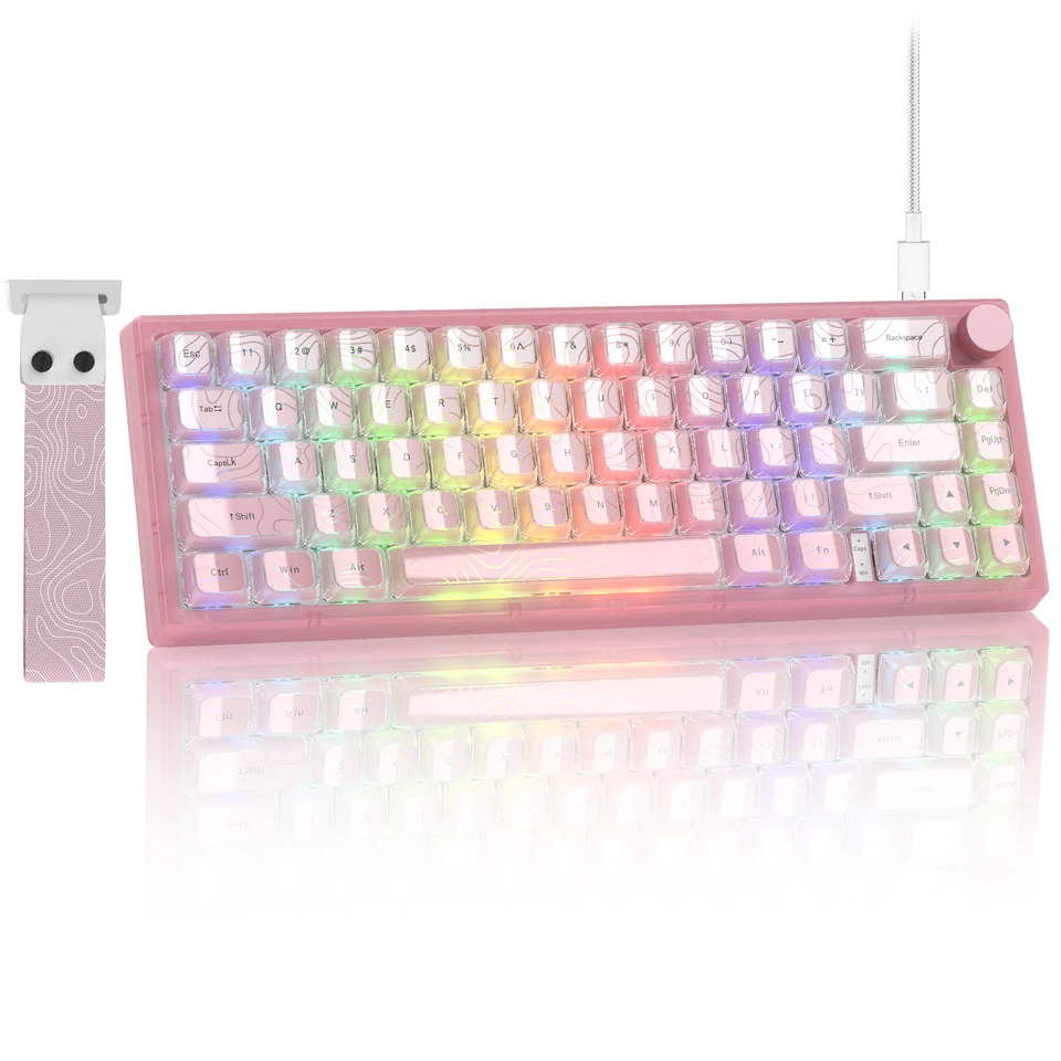 Womier V-K66 PRO Keyboard Pink QMK Mechanical Gaming Keyboard Knob