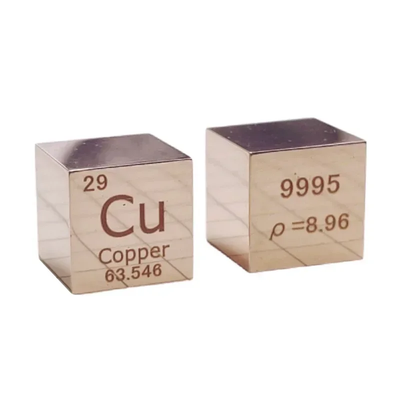 

10X10X10 мм 6-сторонняя полированная отделка Двусторонняя Гравировка металлический медный куб Периодическая таблица элементов куб (Cu≥ 99.95%)