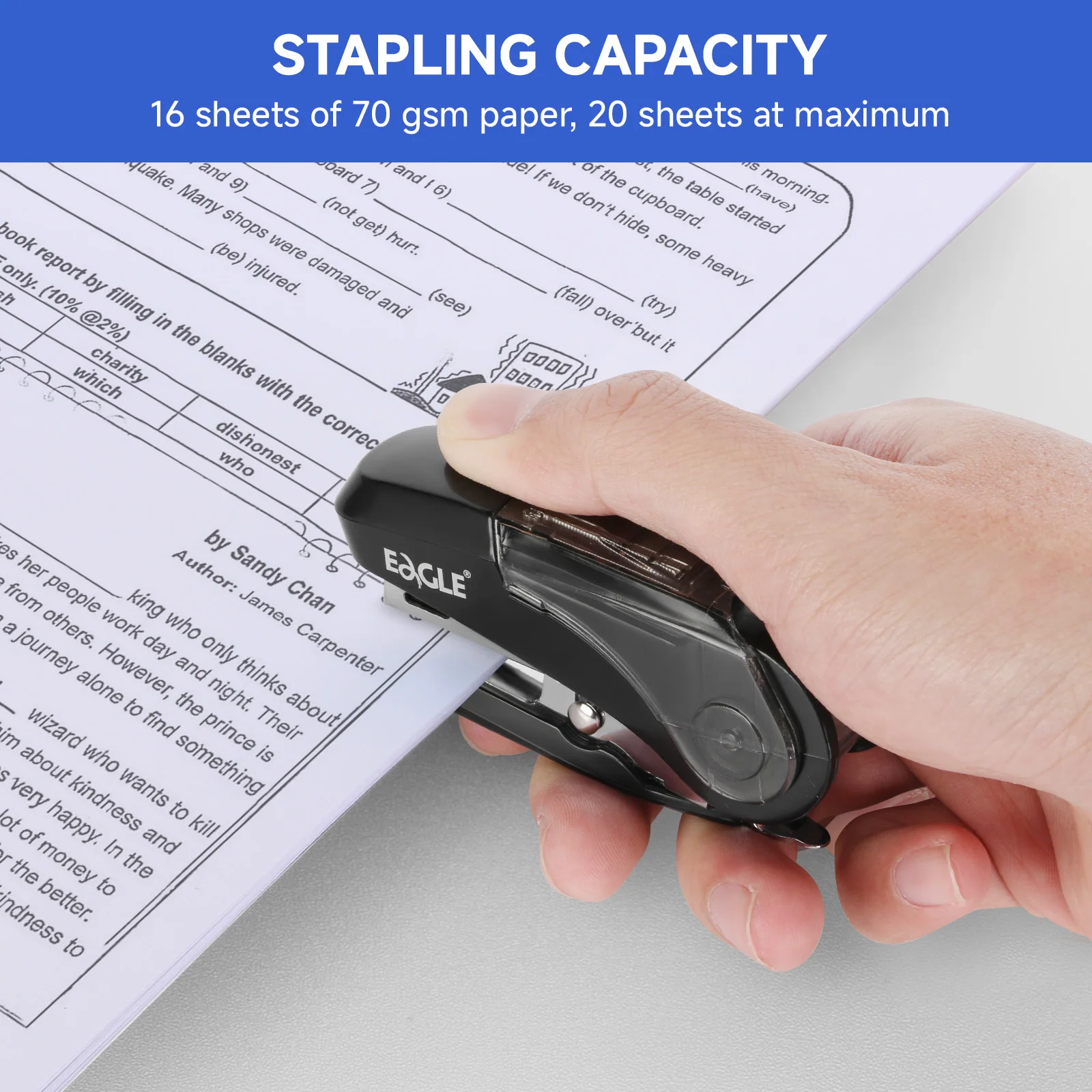 Eagle Mini Stapler With 1000 Staple Saving Stapling Force 50% Built in Staple Remover School Office Binding Supplies | push stapler,mini stapler set,hand stapler,staple remover,staple nails set