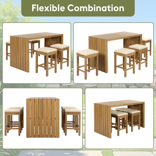 5-Piece Acacia Wood Bar Set 2