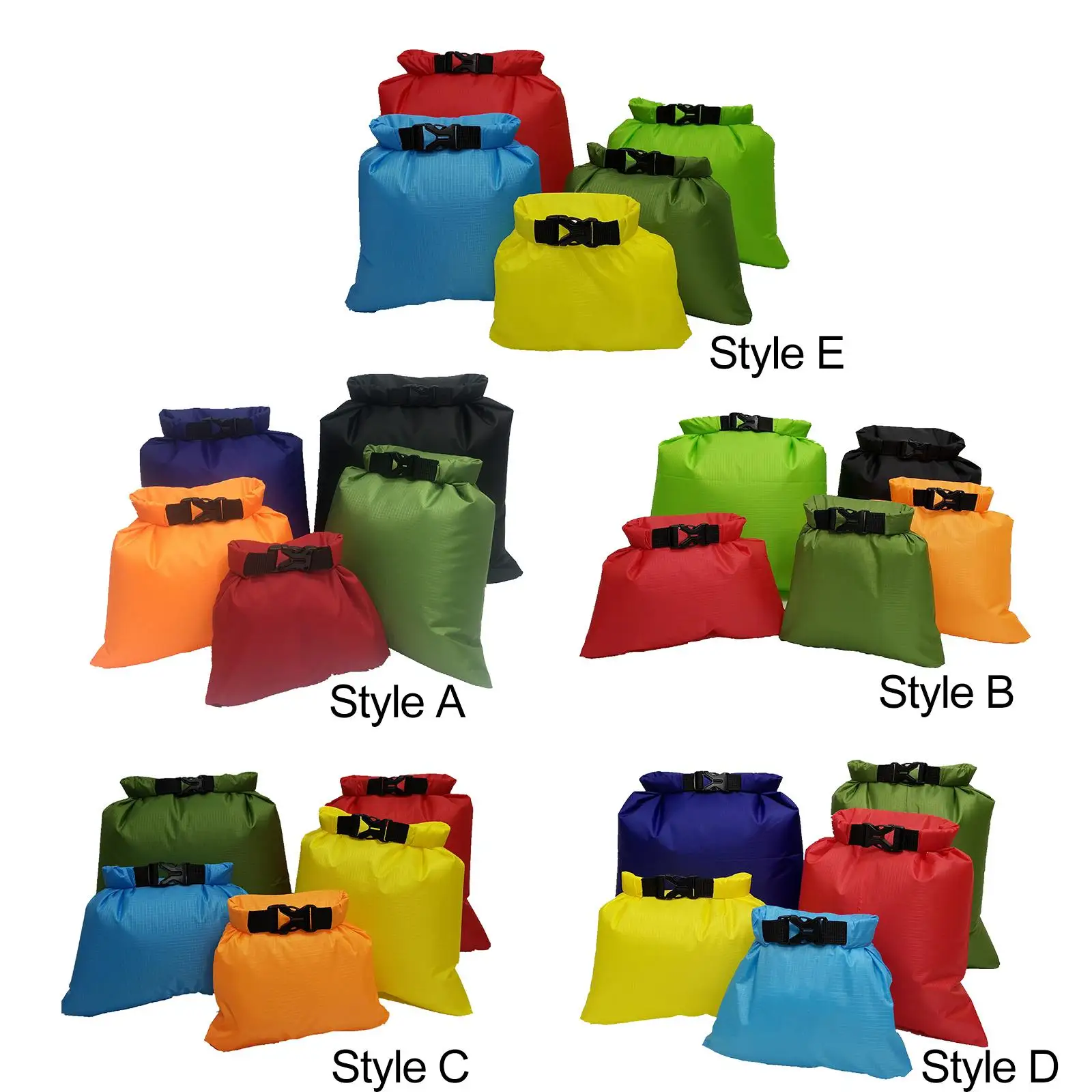 5Pcs Dry Bag Waterproof Bag Set Accessories Buckled Opening Multifunctional Lightweight 1.5L 2.5L 3.5L 4.5L 6L for Boating