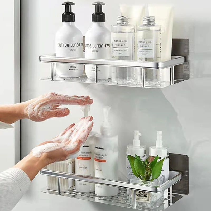 StainlessSteelBathroomShelfWithoutDrillingNoPunchingWallShower