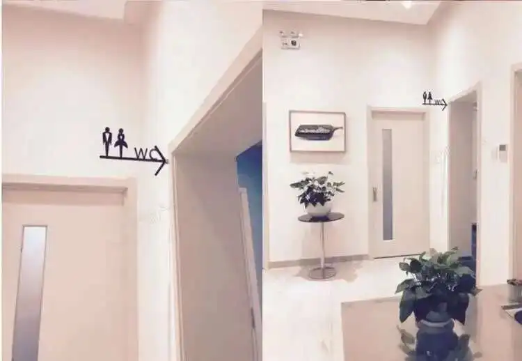 Angepasst Männer & Frauen Badezimmer Tür Zeichen Wc Buchstaben Wand Halterung Kreative Hängende Zeichen Platte Doppel Seite Wc Pfeil Guide Board – Detail 6