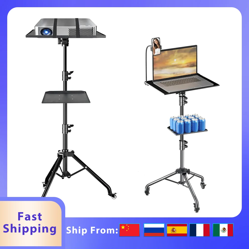 145cm Projector Tripod Stand Laptop Tripod Adjustable Height 23 to 63" Standing Desk Outdoor Computer Desk Stand for Studio