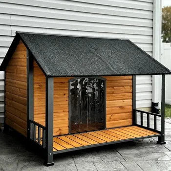 Dog House Outdoor Large Dog Kennel with All-Around Iron Frame Dog Cage