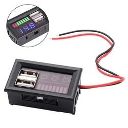 Compact 12V LED Voltmeter with Dual USB Charging Ports (Blue)