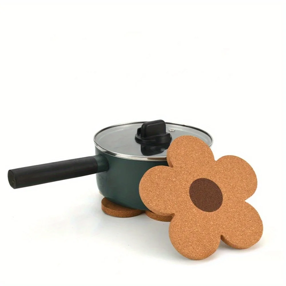 1PC Absorbent Reusable Cork Coaster Cute Flower Shape Drink Mat for Coffee Tea Cup