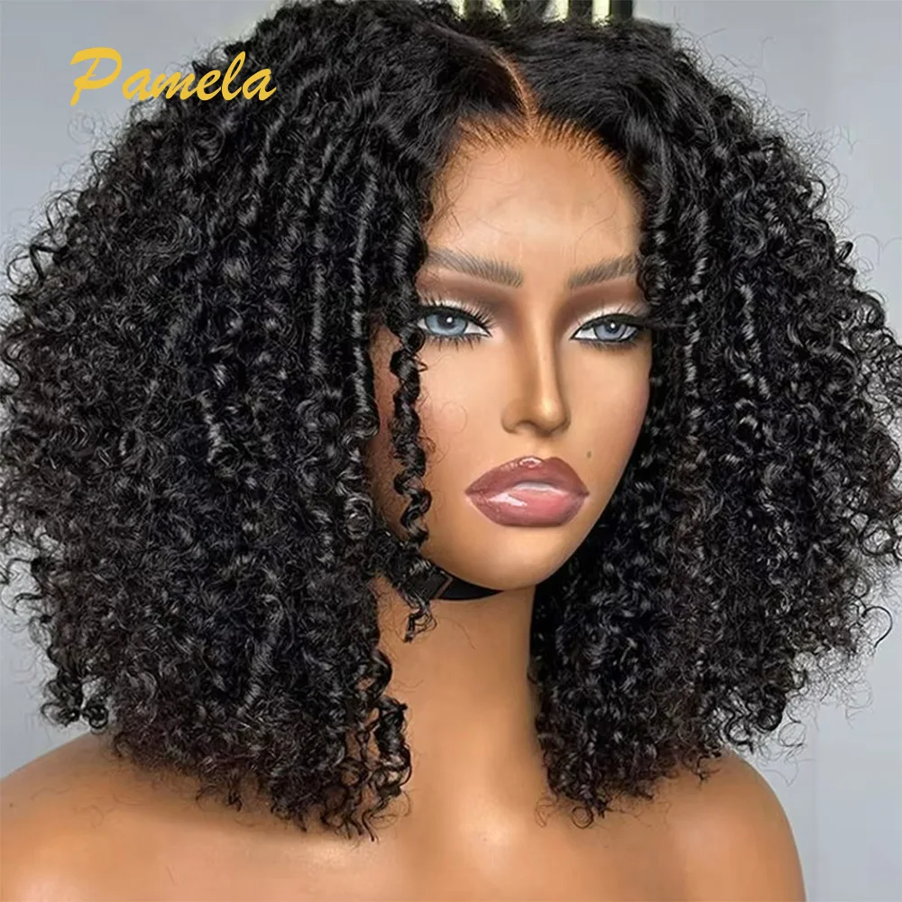 Burmese Curly Hair Wig 13x4 Transparent Lace Frontal Human Hair Wig Short Bob Curly Wig Deep Wave Wig Women Wigs
