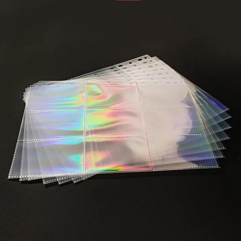 

5PCS/Lot rainbow laser Holographic transparent 9 pockets sheets Board game trading badge card protector the magical collection