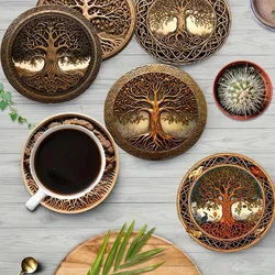 Vibrantly Painted Wooden Coaster Set - Heat-Resistant & Non-Slip Table Mats (8 Pieces) - 10x10cm (BD053)