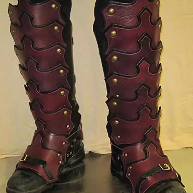Médiéval Longueur Genou Bottes Cuir Renaissance Chaussures Sca Larp