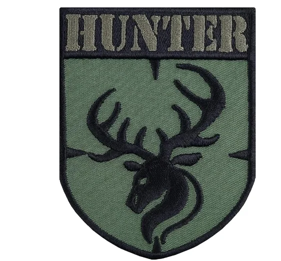 Hunter Moral Abzeichen Shooting Elch bestickte Klettverschluss-Aufnäher für Kleidung, taktischer Rucksack-Dekorationsaufkleber