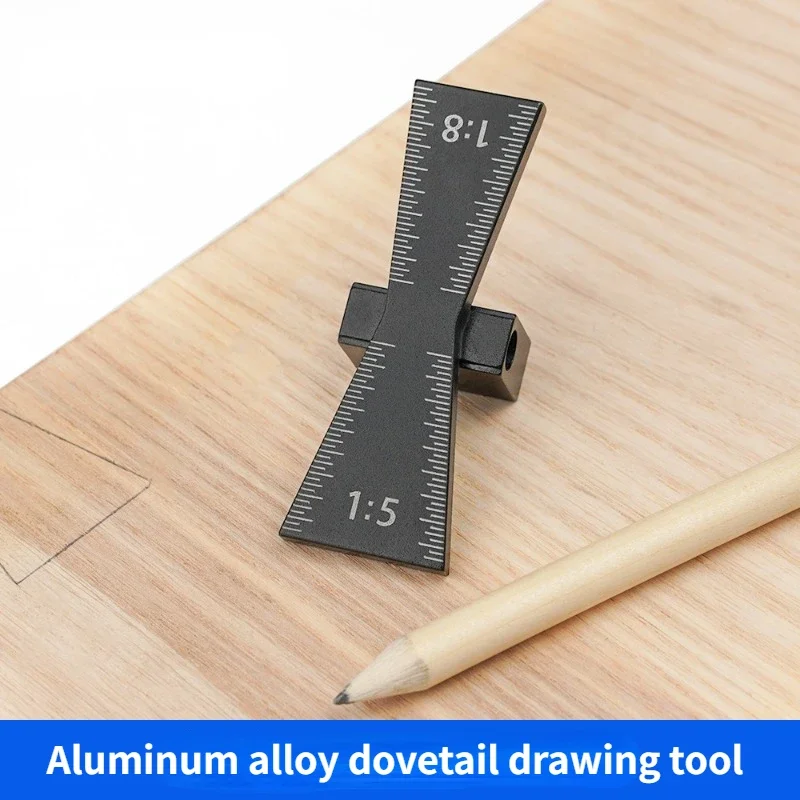 Aluminum Alloy Dovetail Drawing Tool Measuring Stick Ruler DIY Mortise and Dovetail Mortise Small Woodworking Auxiliary Tools