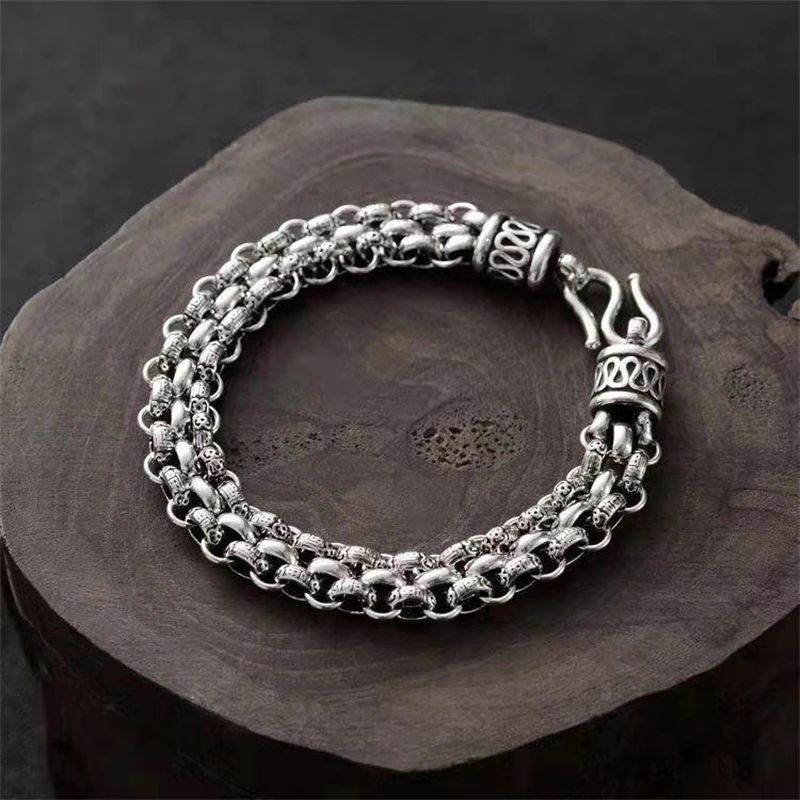 S925 silver bold domineering men's faucet bracelet