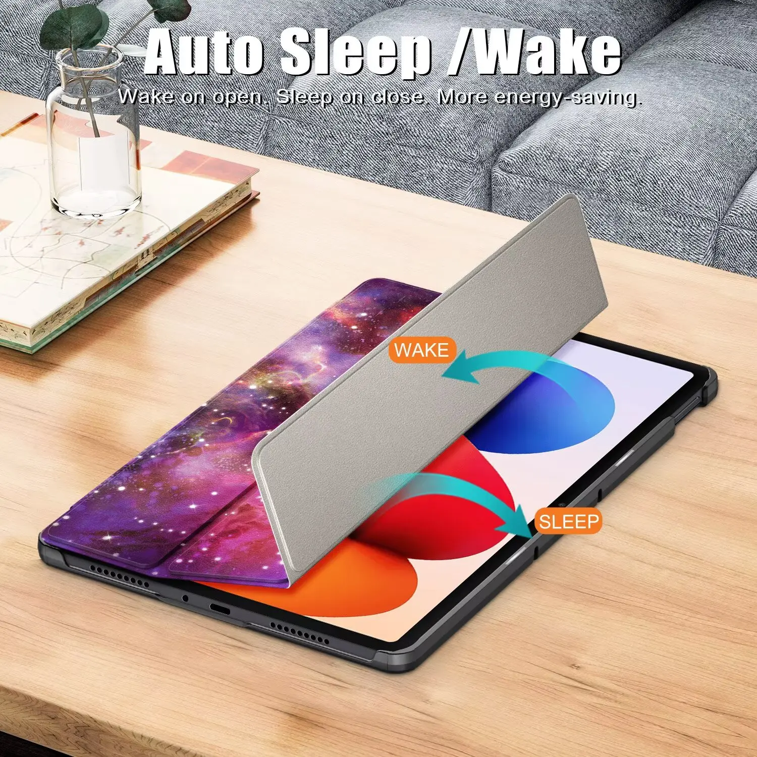 Smart Triple-Folding Stand Cover with Hard Back