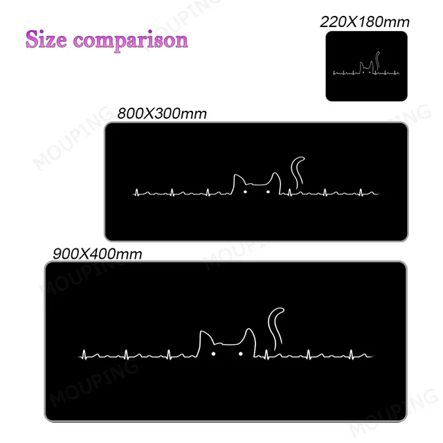 Kawaii Cat Mouse Pad Pink 90x40 Black and White with Cats Xxl Desk Mat Catpaw Mousepad Large Computer Slipmat Anime Accessories 3