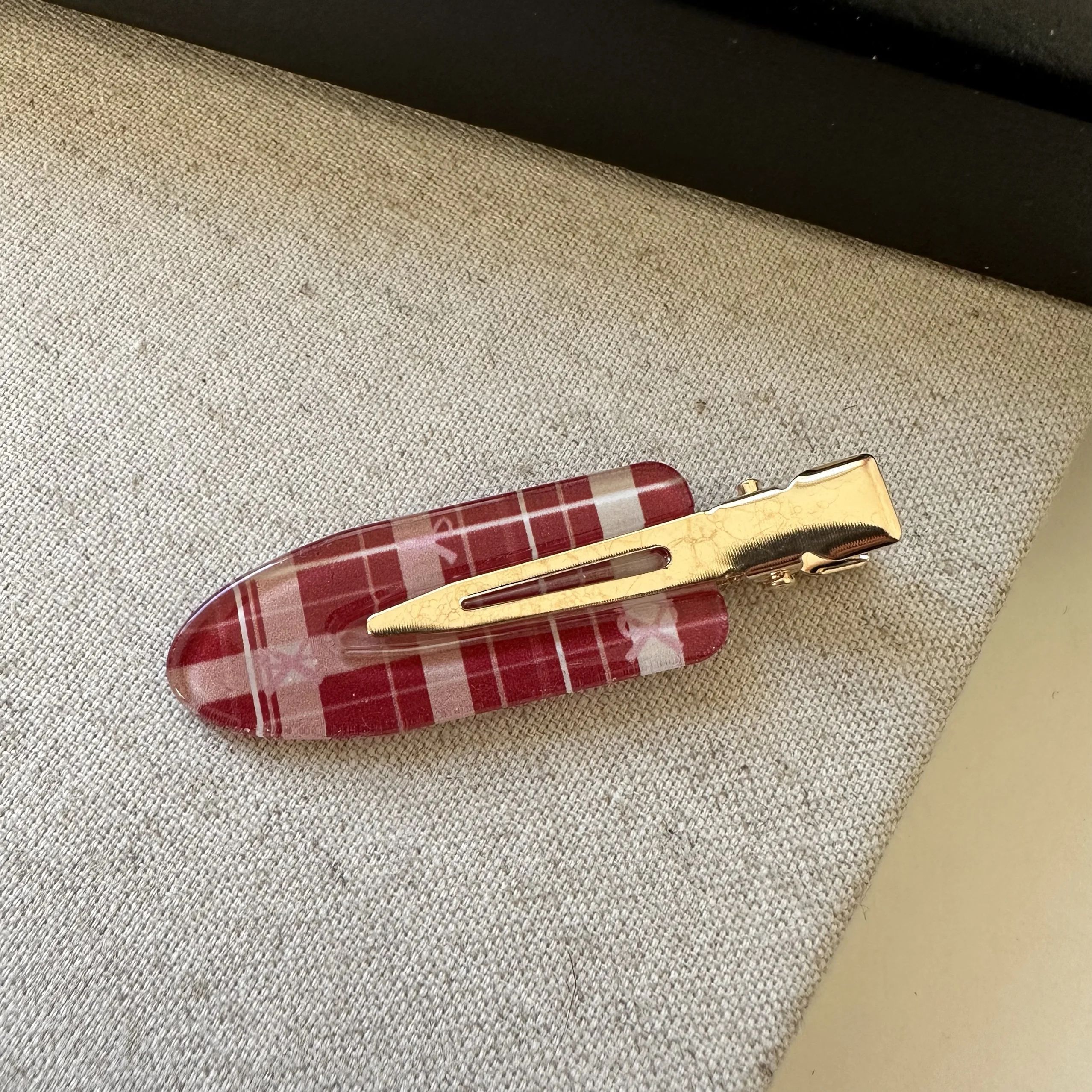 A large white and red plaid