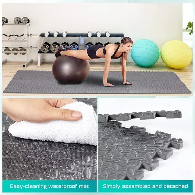 4~20Pcs Puzzle Fitness Mat, Eva Interlocking Foam Floor Tiles for Home Gym, Home Gym Equipment Mat, Non-Slip Floor Mat for Kids 4