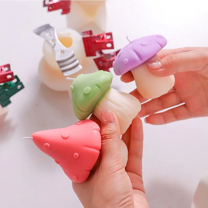 3D Mushroom Candle Silicone Molds DIY Handmade Aromatherapy Fungi Gypsum Plaster Mould Craft Art Ornament Furniture Making Mold