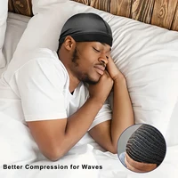 3PCS/LOT Men Silky Durag Long Tail Pirate Hat Headband Turban Dome Wave Cap Unisex Wig Cap Elastic Band Satin Bonnet 4