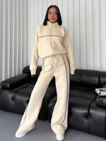 Fjedly-Ensembles de survêtement rayés pour femmes, cardigan décontracté, pantalon à manches longues, sport, imbibé, proximité féminine, entraînement Wstring, 2 pièces 6