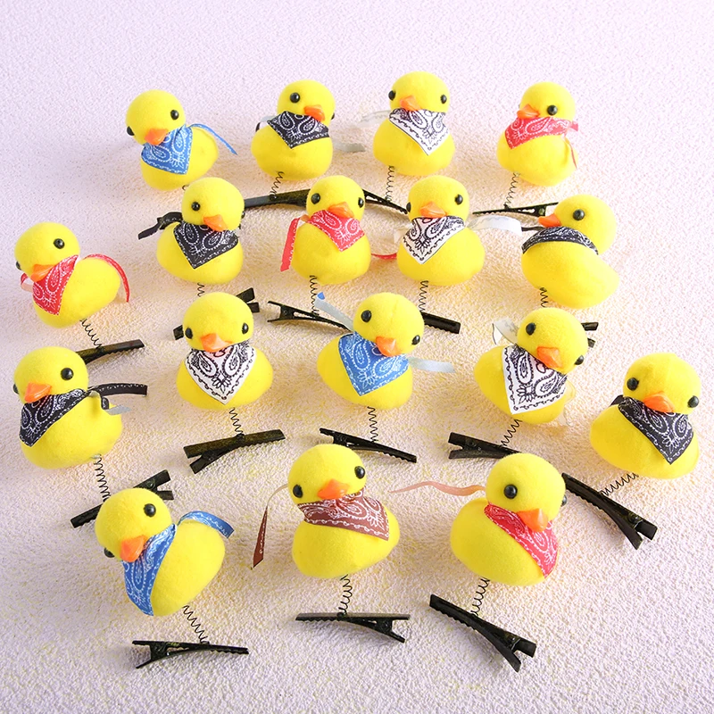 10/20/50/100Pcs Little Yellow Duck Hairpin Spring Hair ganci accessori per ragazza 3D fai da te Cartoon Duck bambini divertenti regali di compleanno