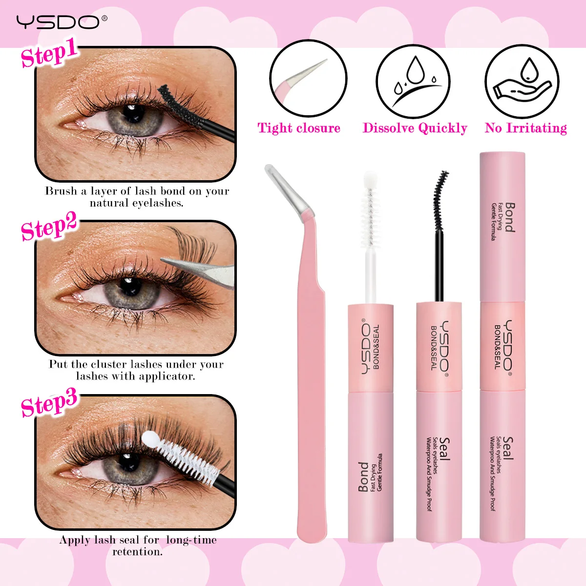 Thick Black Eyelash Clusters D Curl Lash Extension Kit