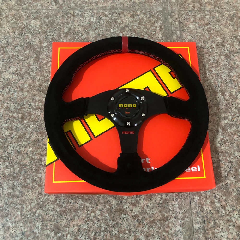 

330MM Universal Racing MOMO Steering Wheel Car Rally Drift Suede Leather MOMO JDM Steering Wheel Volantes For HONDA BMW TOYOTA