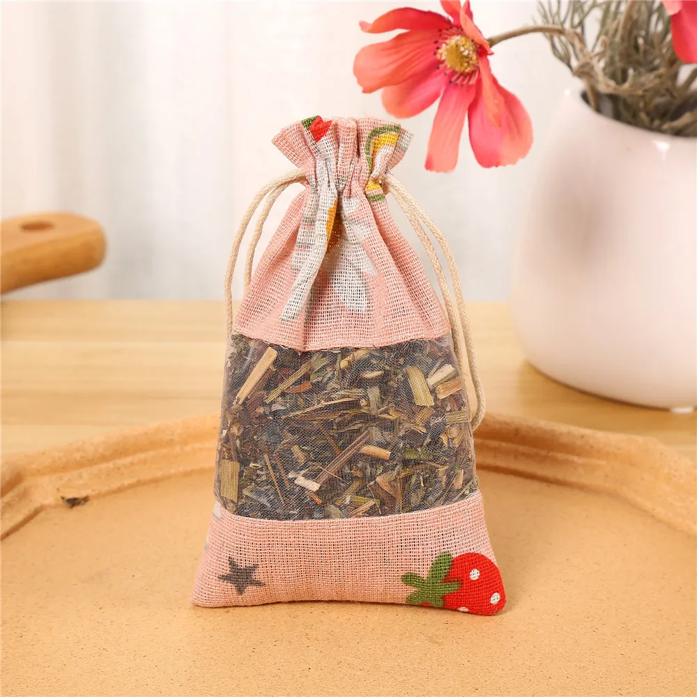 50pcs/lot New 10*15cm Cartoon Printed Clear Window Linen Drawstring Bag Jewelry Candy Gift Packaging Organza Bag