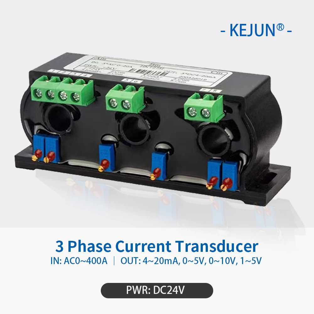 

AC 0-100A 3 Phase Current Transducer 3 wire Analog Output 4-20ma 0-10v Three Phase AC Current Transducer