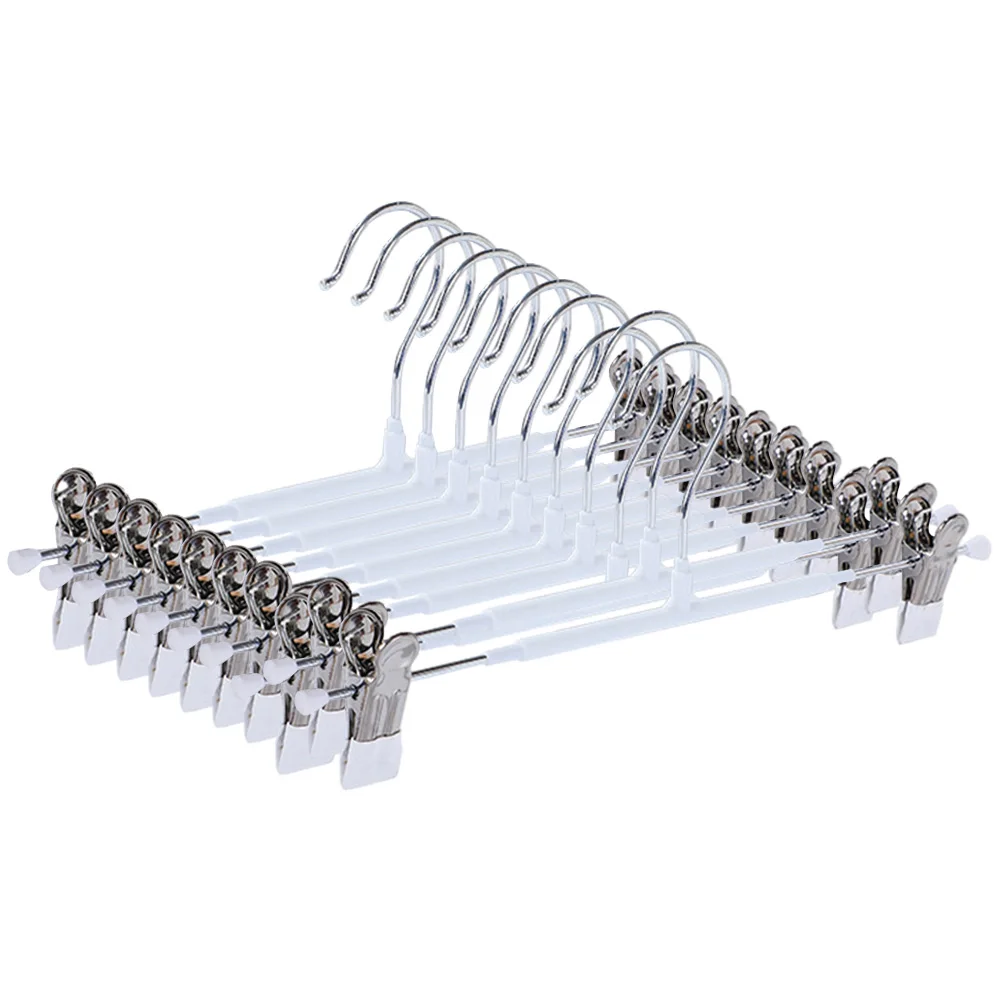 10PCS Pants Skirt Hangers with Adjustable Clip Non Slip Saving Space Stainless Steels for Hanging Trousers/Socks/Skirts/Coats 4