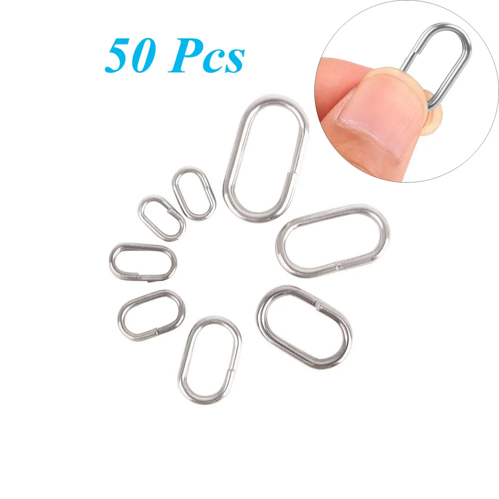 

50 Pcs Tool Fishing Tackle 8/10/13/15/17/19mm Fishing Hanging Snap Fishing Connector Fishing Lure Split Oval Split Rings