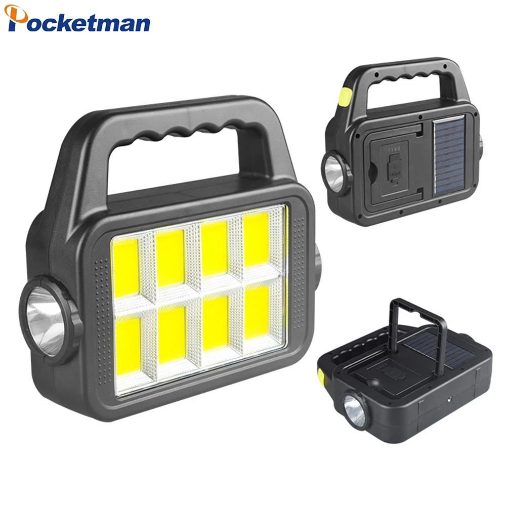 

Solar Light USB Rechargeable Work Light High Lumen Searchlight Handheld Flashlight Camping Light Waterproof Torch Spotlight