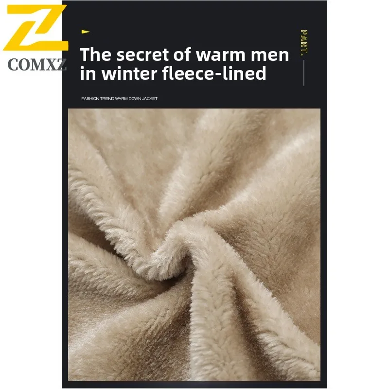 ​Men  Leisure Sports Jacket Winter Thickened Fleece Lined Waterproof Stand Collar Motorcycle Biker Style Warm Cold Weather​ Coat