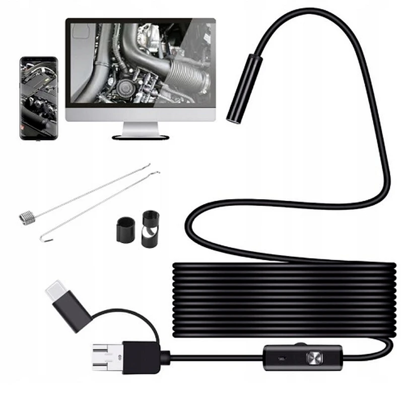 Endoscope inspection camera android pc usb 10m led