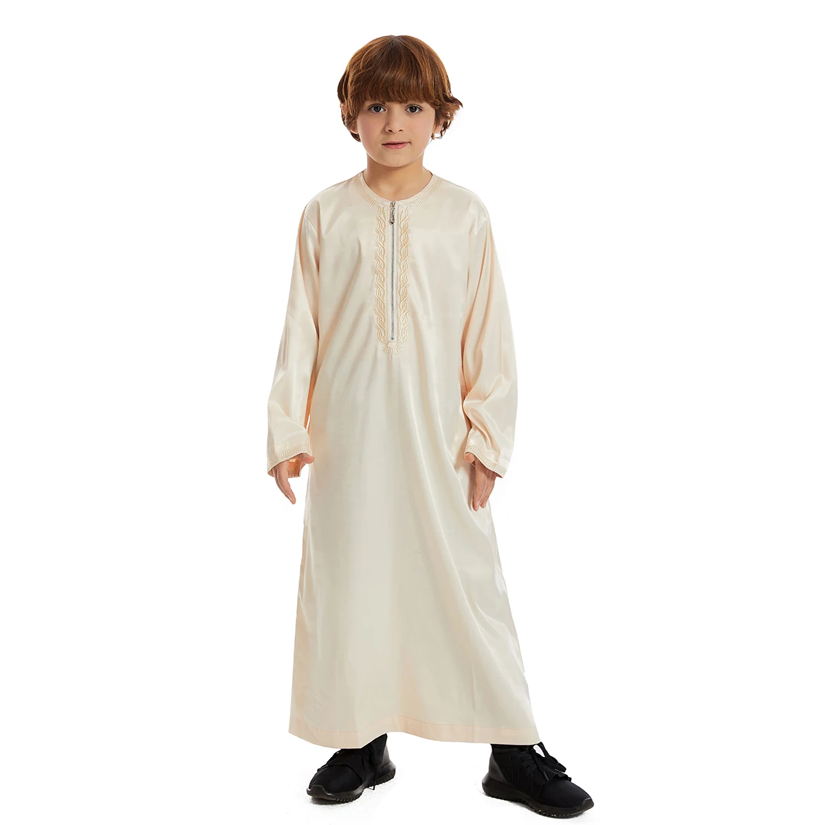 New 2024 Dubai Arab Muslim Kids Boys Clothes Abaya Caftan Robe Islamic Ramadan Clothing Oman Arabic Qatar Child Kaftans Costumes