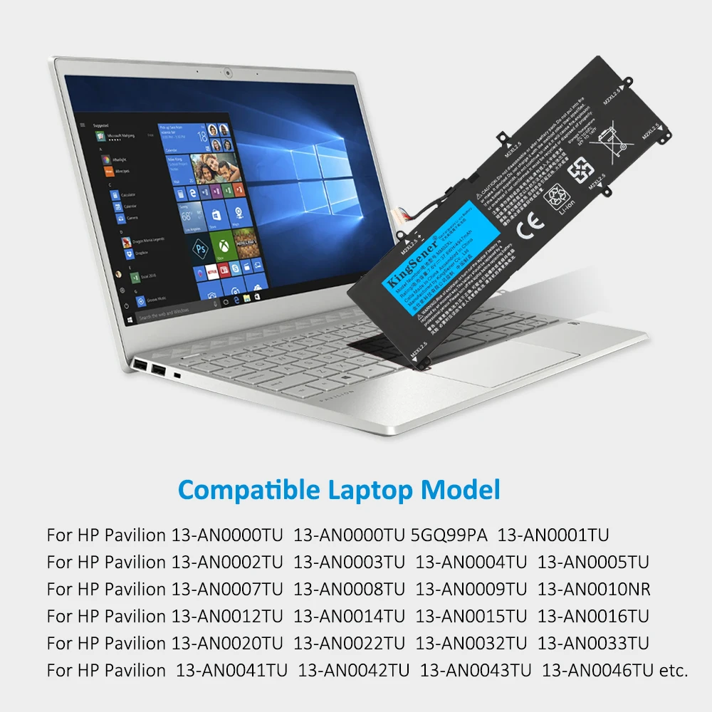 Bateria do Portátil para hp Pavilion Bateria do Portátil para 13-an000 5he66pa Série Hstnn-db8u L278681c1 Mm02037xl 7.6v 4960mah Kingsener-mm02xl - Imagem 3
