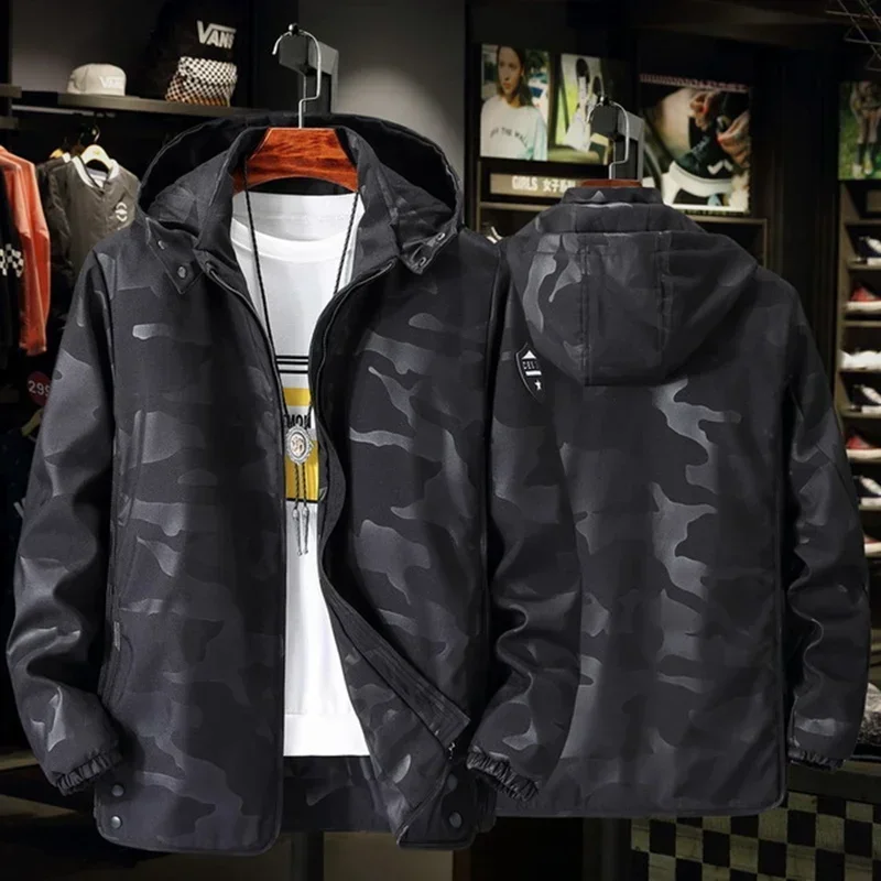 Large size windbreaker men plus size jacket spring 150kg loose camouflage jacket bust 155 160 10XL 9XL 4