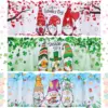3 Pack Valentine's Day Gnomes Windows Valances St. Patrick's Day Easter Window Toppers Valances for Kitchen Bedroom Living Room 1