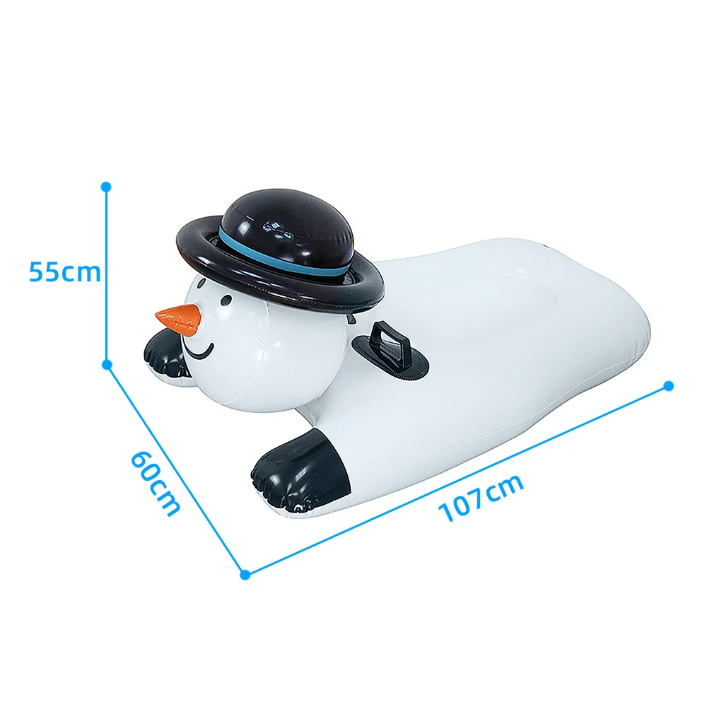 Winter Snowman Snow Tube Inflatable Snow Sled Double Handles PVC Cold Wear-resistant Material Inflatable Ski Board for Kids