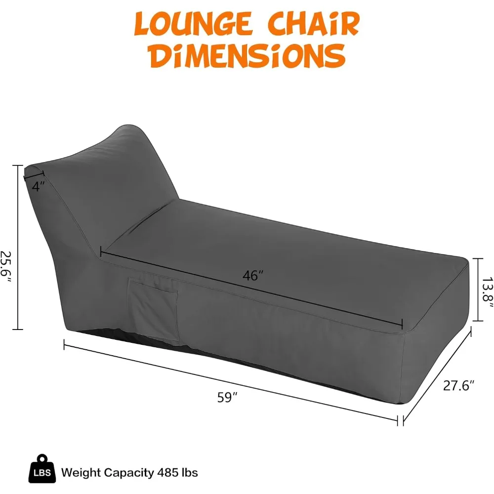 Outdoor Chaise Lounge Chair, Sunbed UV Resistant Sofa Couch Patio Furniture Waterproof Outside Sunlounge Reclining Sunbathing 2