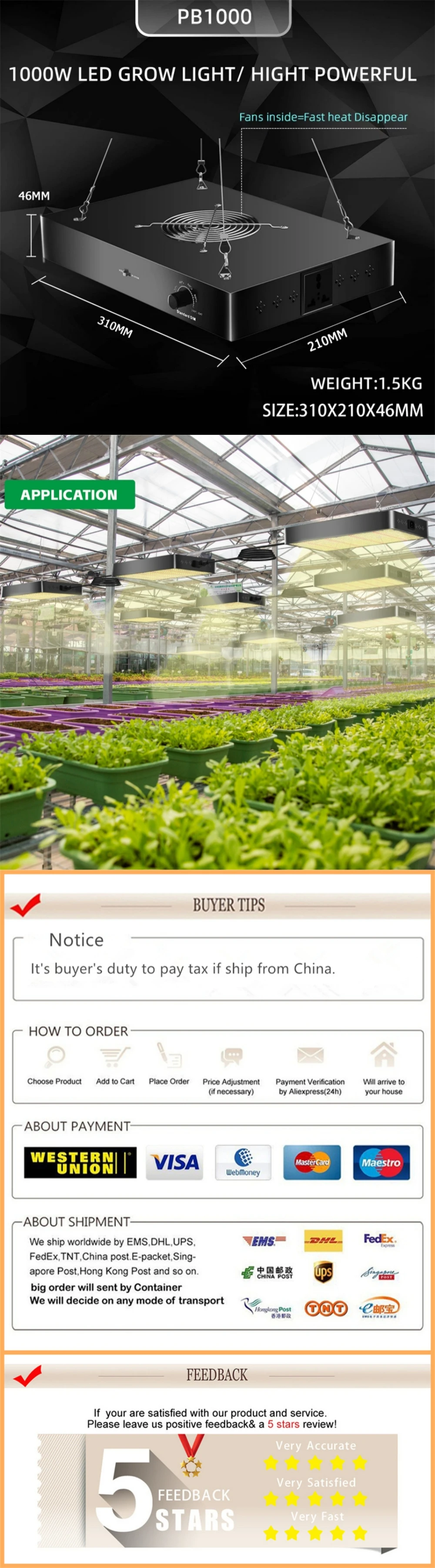 Description Picture 5 of itemQBD Full Spectrum LED Grow Light UV IR With 572PCS Chips High PPFD Sunlike Phyto Lamp For Indoor Plants VEG/BLOOM