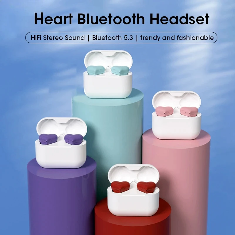 NewHeartbudsLoveHeartShapedBluetoothEarphoneSportsWaterproof